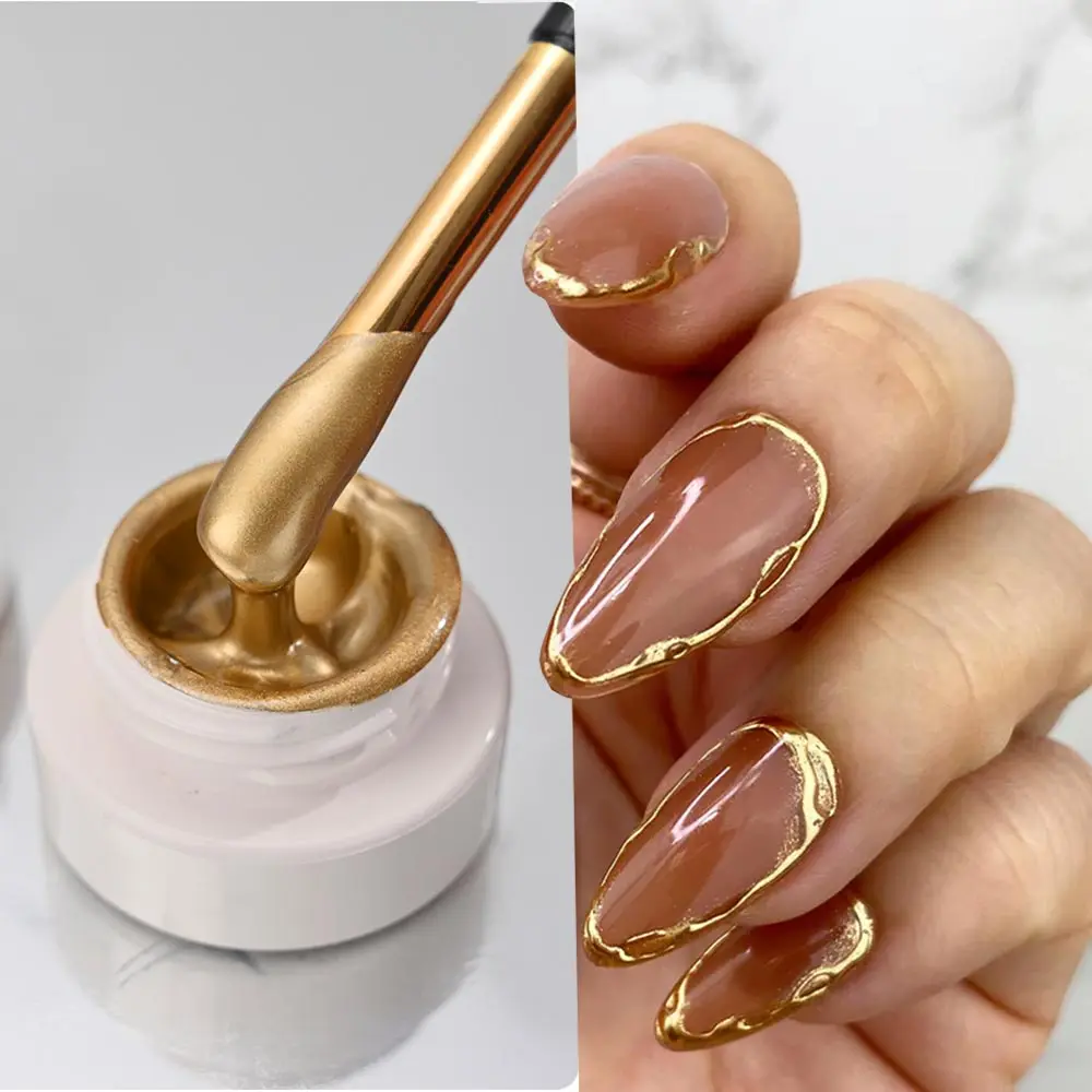 Top Trends: Metallic Painting Gel Chrome Gold Silver Mirror Effect Nail Polish Super Bright Drawing Line French Nail Varnish 5 / 6 / 8 / 10 / 15ml Shoppable Styles