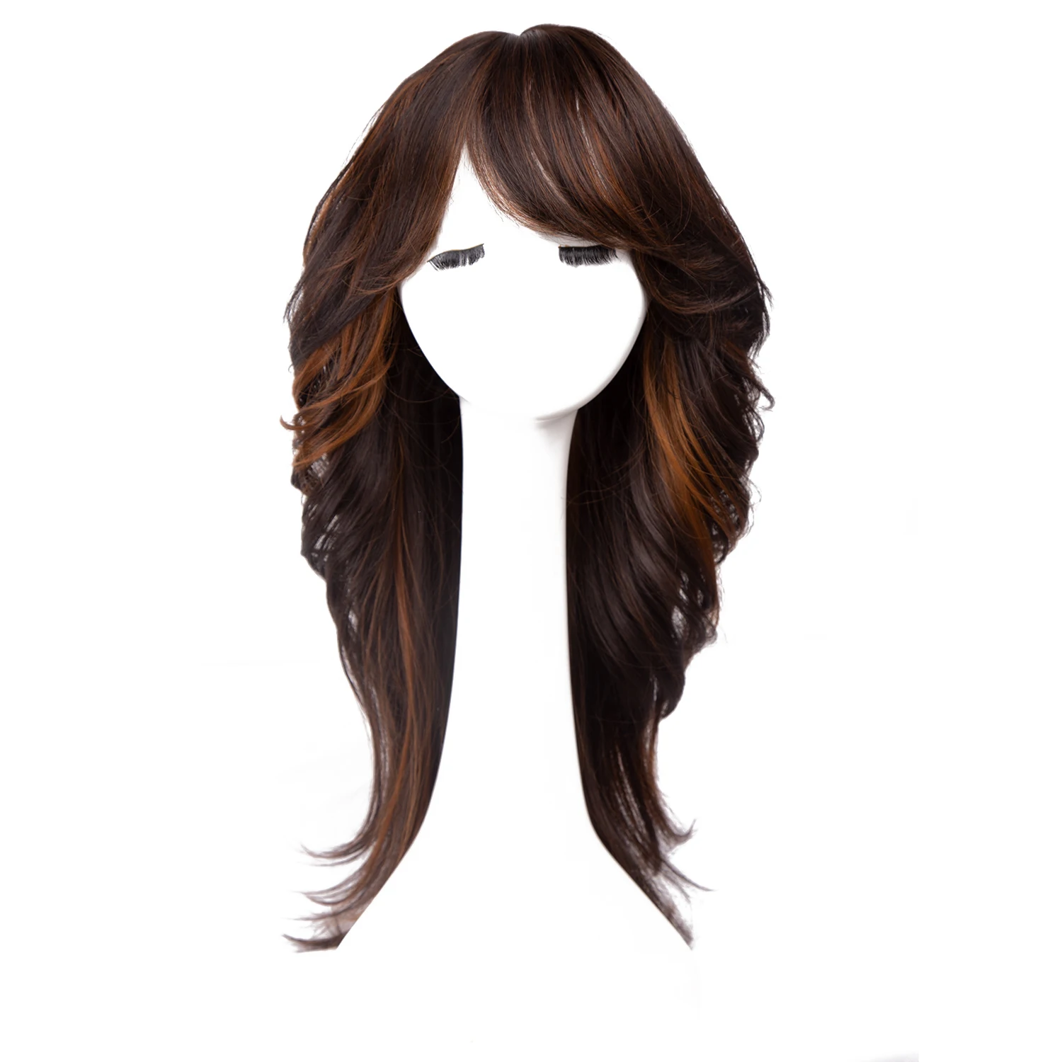 Top Trends: Synthetic Long Wig Layered Straight With Swept Bangs Black Curly Wigs Cosplay Body Wave Wig For Women Fake Hair Ombre Blonde Wig Shoppable Styles