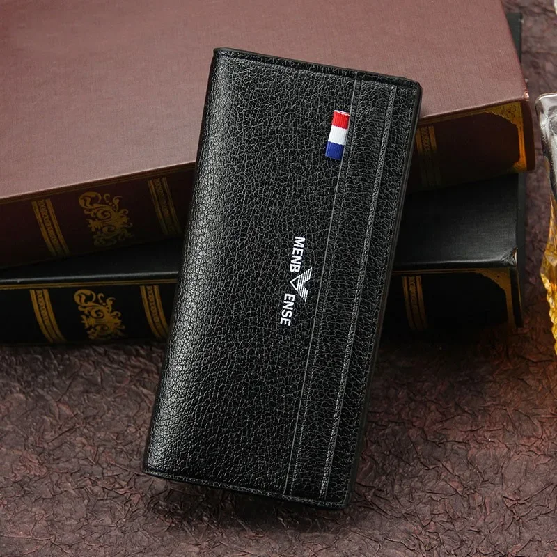 Top Trends: Men's Leather Wallet ID Card Holder Purse Checkbook Long Clutch Bifold Business Money Bag Man Wallets Cartera Hombre Carteras Shoppable Styles - Image 4