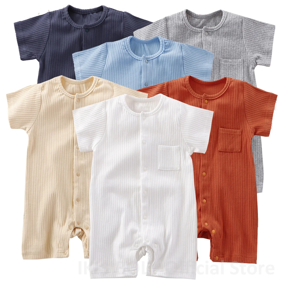 Top Trends: Unisex One-pieces 0 To 24 Months Clothes New Born Short Sleeve Romper For Twins Boys Girls Cotton Summer Toddler Bodysuits 2023 Shoppable Styles