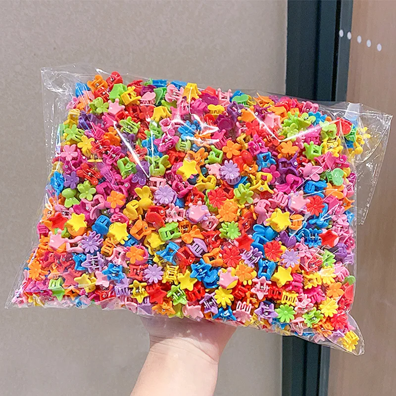 Top Trends: 50pcs Girs Cute Colorful Flower Star Crown Small Hair Claws Lovely Hair Decorate Claw Clips Hairpins Kids Sweet Hair Accessories Shoppable Styles