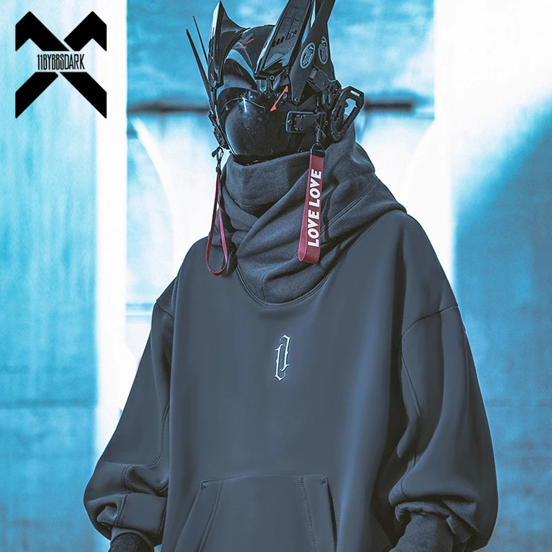 Top Trends: 11 BYBB&#039;S DARK 2023 Double Neckline Hoodie Techwear Harajuku Men Hoodies Hip Hop Streetwear Pullover Sweatshirts Oversize Shoppable Styles