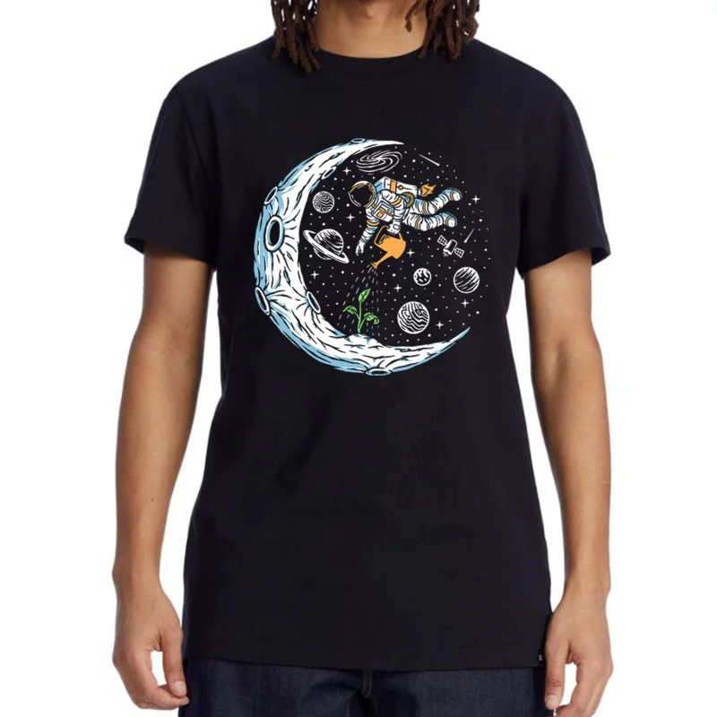 Top Trends: XINYI Men&#039;s T-shirt 100% Cotton Casual Funny Astronaut Design Print Loose O-neck T Shirt For Men Short Sleeve T-shirt Male Tops Shoppable Styles