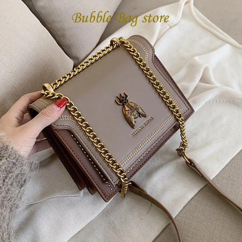 Top Trends: Luxury Brand Women Handbag 2022 New Retro Bee Female Shoulder Bag Simple High Quality Leather Designer Crossbody Bags Shoppable Styles