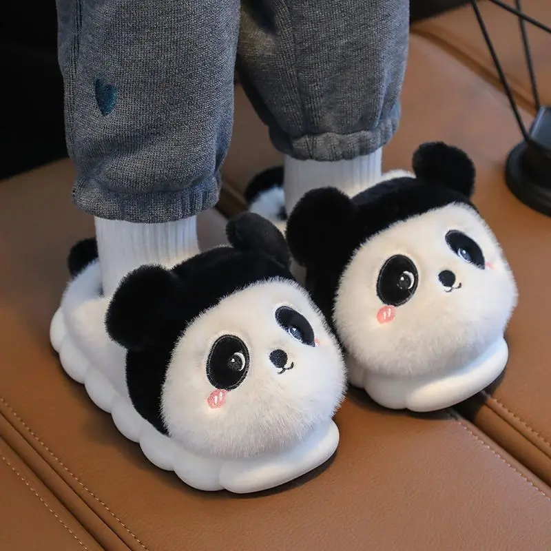 Top Trends: New Winter Home Slippers Girls Panda Shoes Kids Warm House Slippers Fur Animals Child Fluffy Mules House Shoes Free Shipping Shoppable Styles