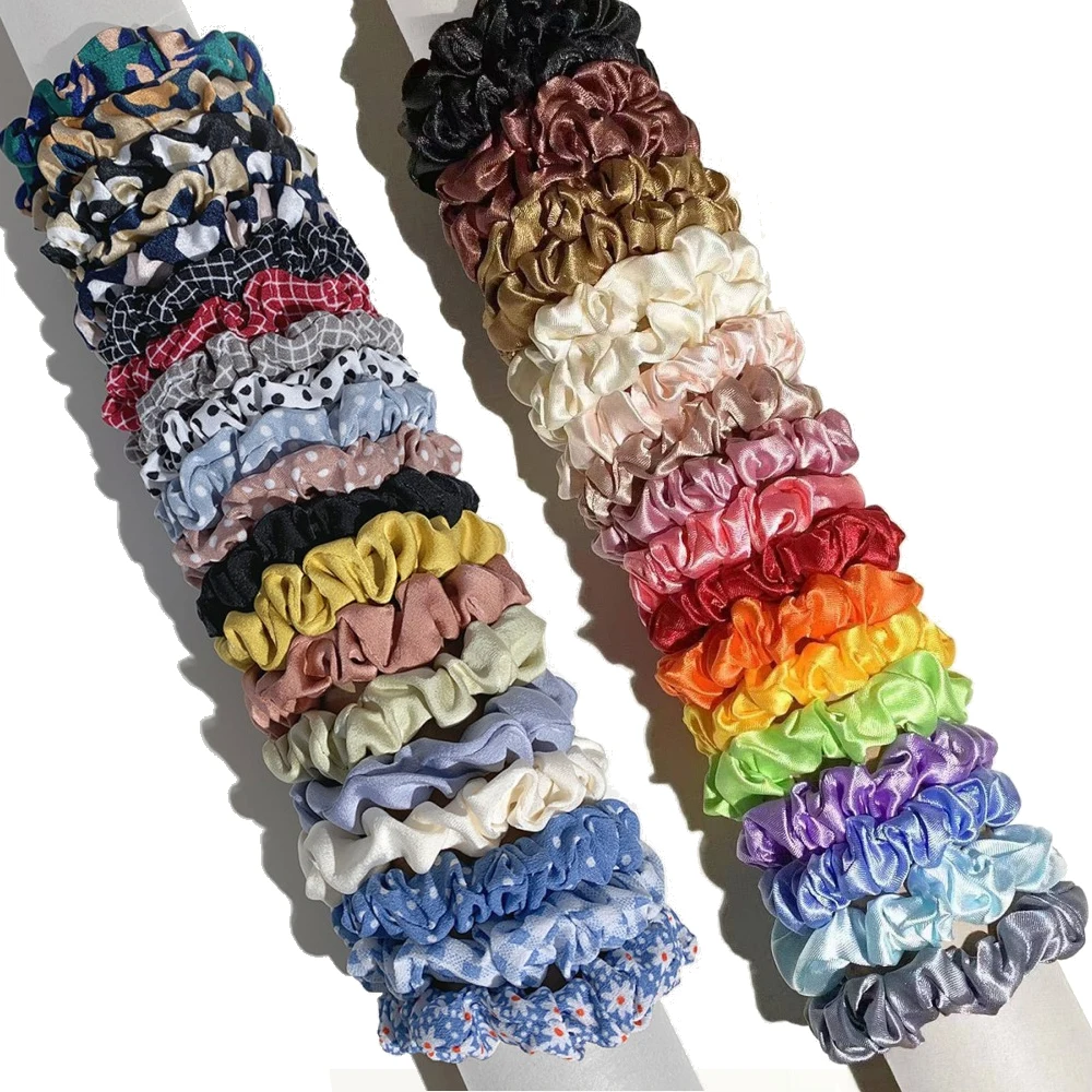 Top Trends: 20Pcs Solid Elastic Scrunchie Silk Hair Ties Rope Rubber Bands For Women Girls Ponytail Holder Hair Scrunchies Hair Accessories Shoppable Styles