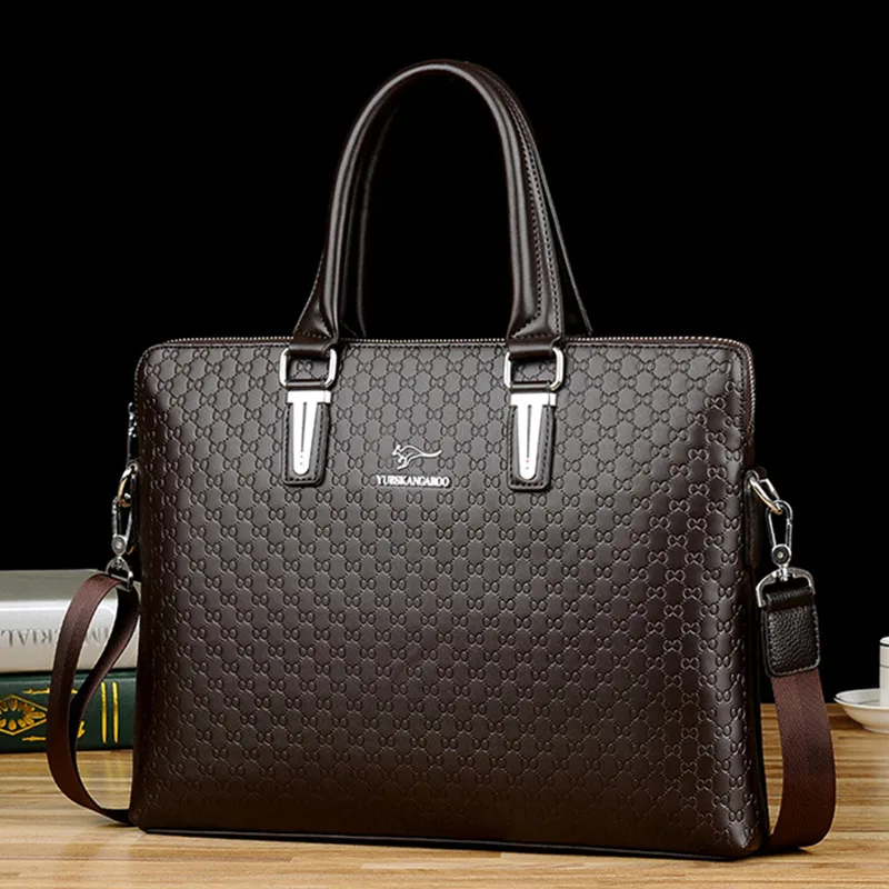 Top Trends: Luxury PU Leather Men&#039;s Briefcase Business Handbag Tote Bag Large Capacity Male Shoulder Messenger Bag Horizontal Laptop Bag Shoppable Styles