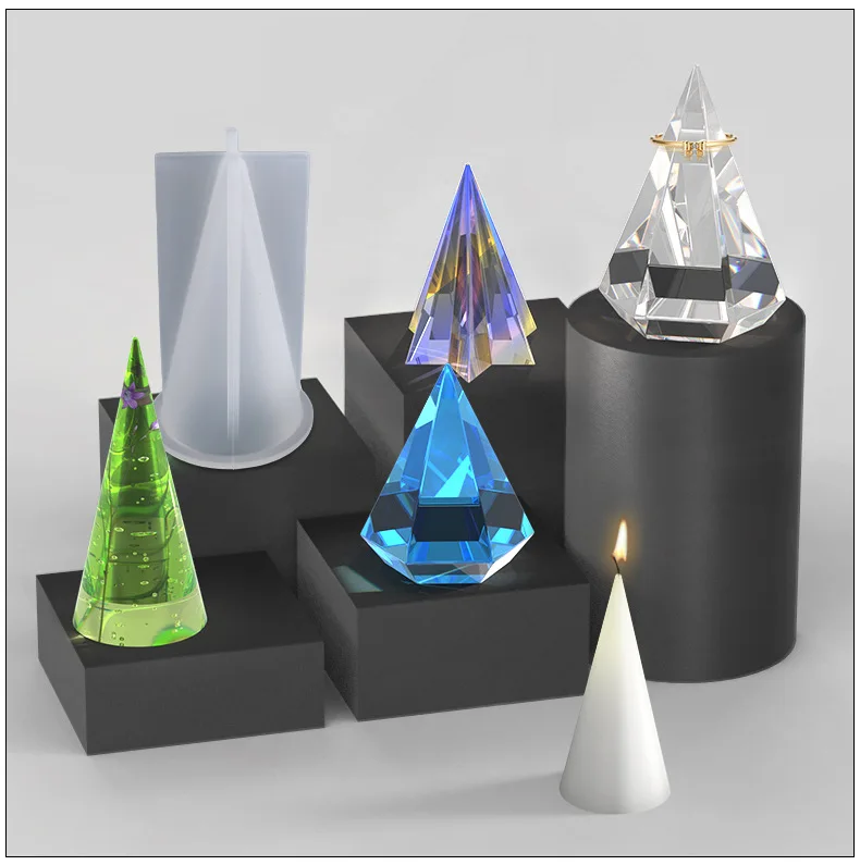 Top Trends: Cone Shape Cubic Pyramid Epoxy Resin Molds Stereoscopic Tower Silicone Mold For DIY Jewelry Making Rings Display Decor Tools Shoppable Styles - Image 2