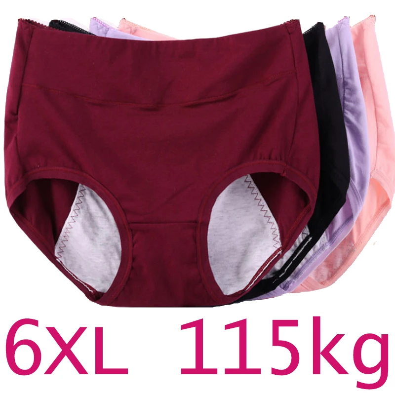 Top Trends: 6XL 115kg Plus Size Fat Women Physiological Underwear Menstrual Leak Proof Pure Cotton High Waist Sanitary Lingerie Panties Shoppable Styles