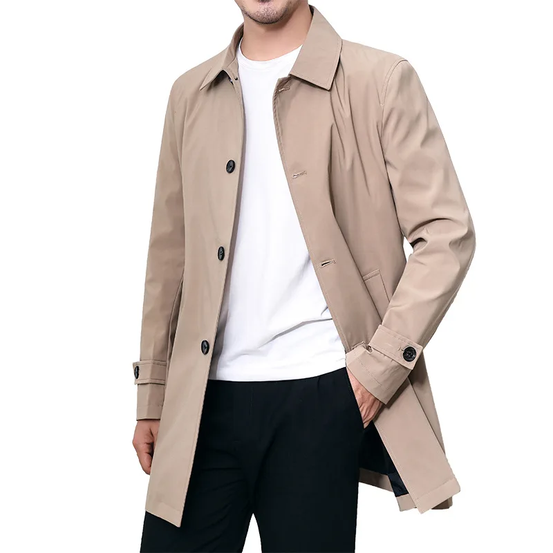 Top Trends: New Spring Autumn Fashion Trench Men Brand Casual Windbreaker Coat Solid Color Long Mens Turn Down Collar Jackets Outerwear Man Shoppable Styles