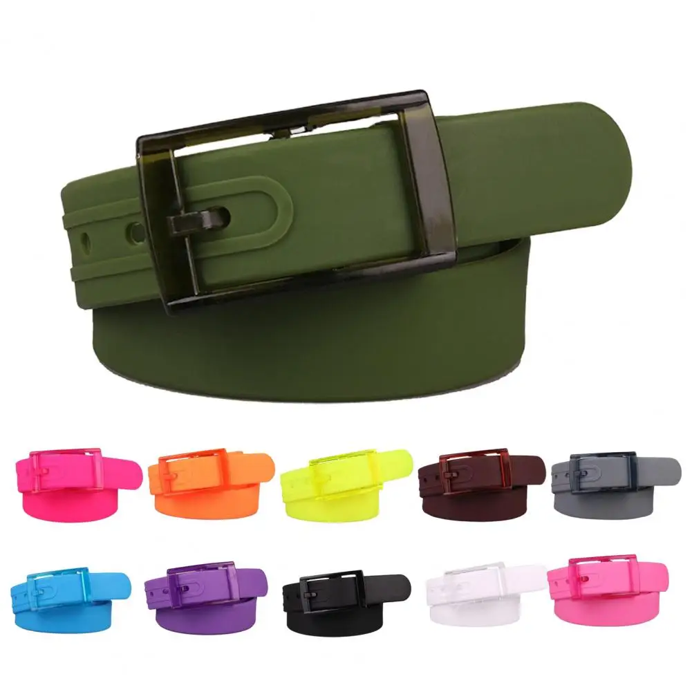 Top Trends: Waist Belt Adjustable Prepunched Pin Buckle Candy Color Women Men Silicone Waistband Women Men Candy Type Buckle Waistband Shoppable Styles