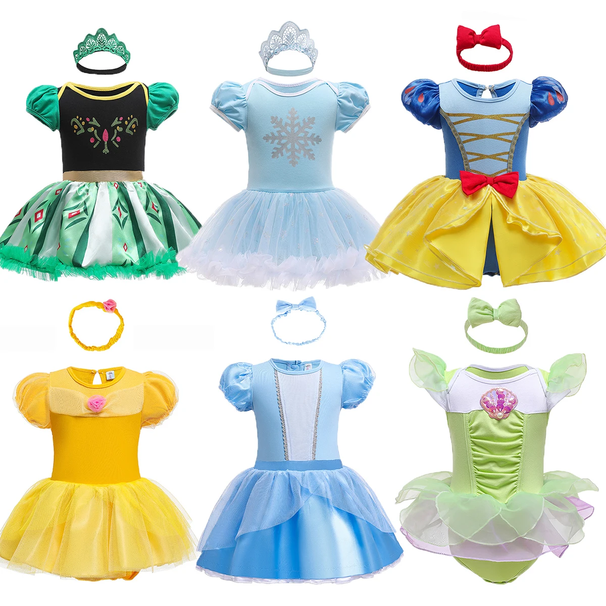 Top Trends: Umorden Baby Girls Elsa Anna Snow White Mermaid Bell Romper Dress Costume Bodysuit With Headband 2pcs Set Birthday Halloween Shoppable Styles