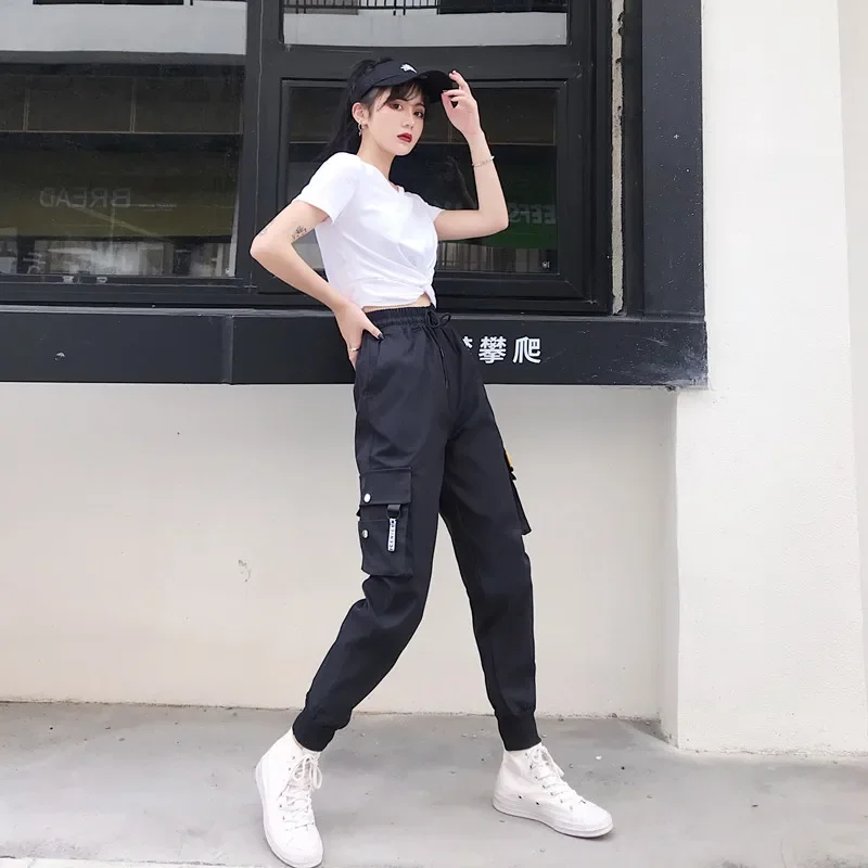 Top Trends: Hot Big Pockets Cargo Pants Women High Waist Loose Streetwear Baggy Tactical Trouser Fashion Hip Hop Joggers Trousers Female Shoppable Styles - Image 3