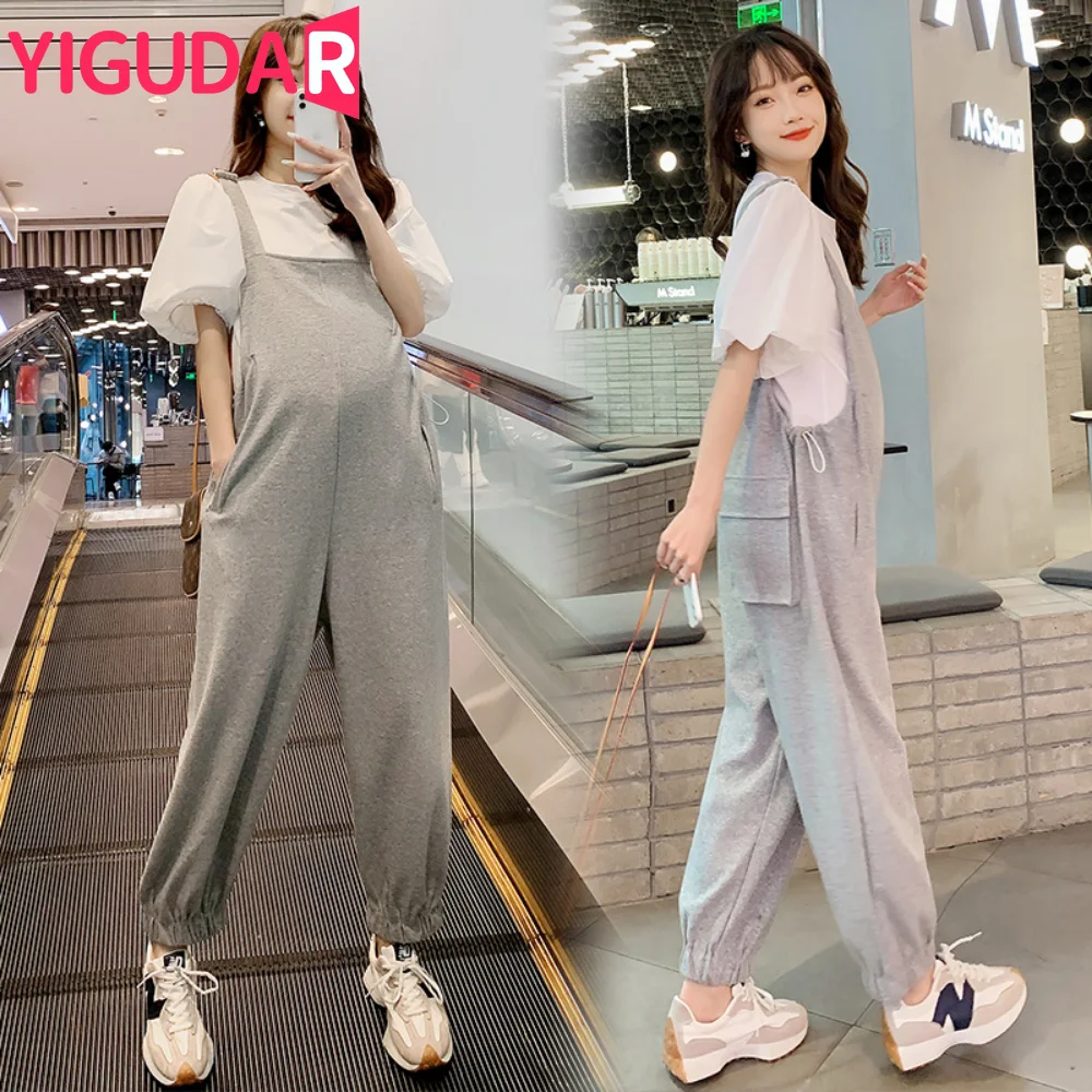 Top Trends: Pregnant Women Suspenders Cotton Pants Big Pockets Spring Fall Cotton Jumpsuits Maternity Women Jumpsuits Photoshoot Pregnancy Shoppable Styles