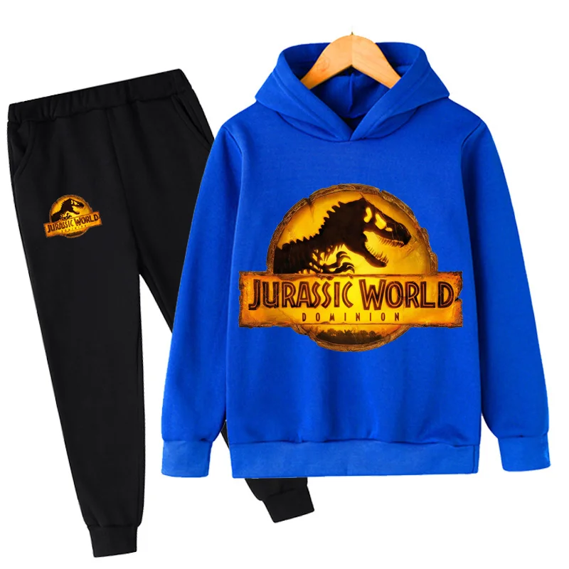 Top Trends: Children Dinosaur Hoodies Pants Set Boys Girls Jurassic World Dominion Sweatshirts Hooded Kids Fashion Pullovers Clothes Suit Shoppable Styles