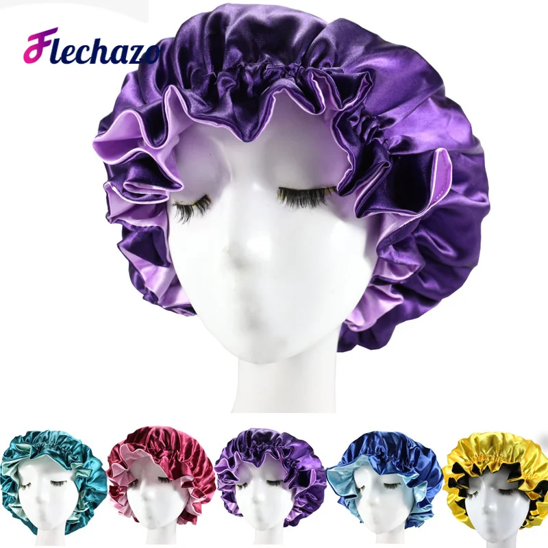 Top Trends: Comfortably Satin Bonnet Sleep Cap For Any Hairstyle Soft Silky Hair Bonnets For Women 1Pcs Sleeping Shower Cap Reversible Shoppable Styles