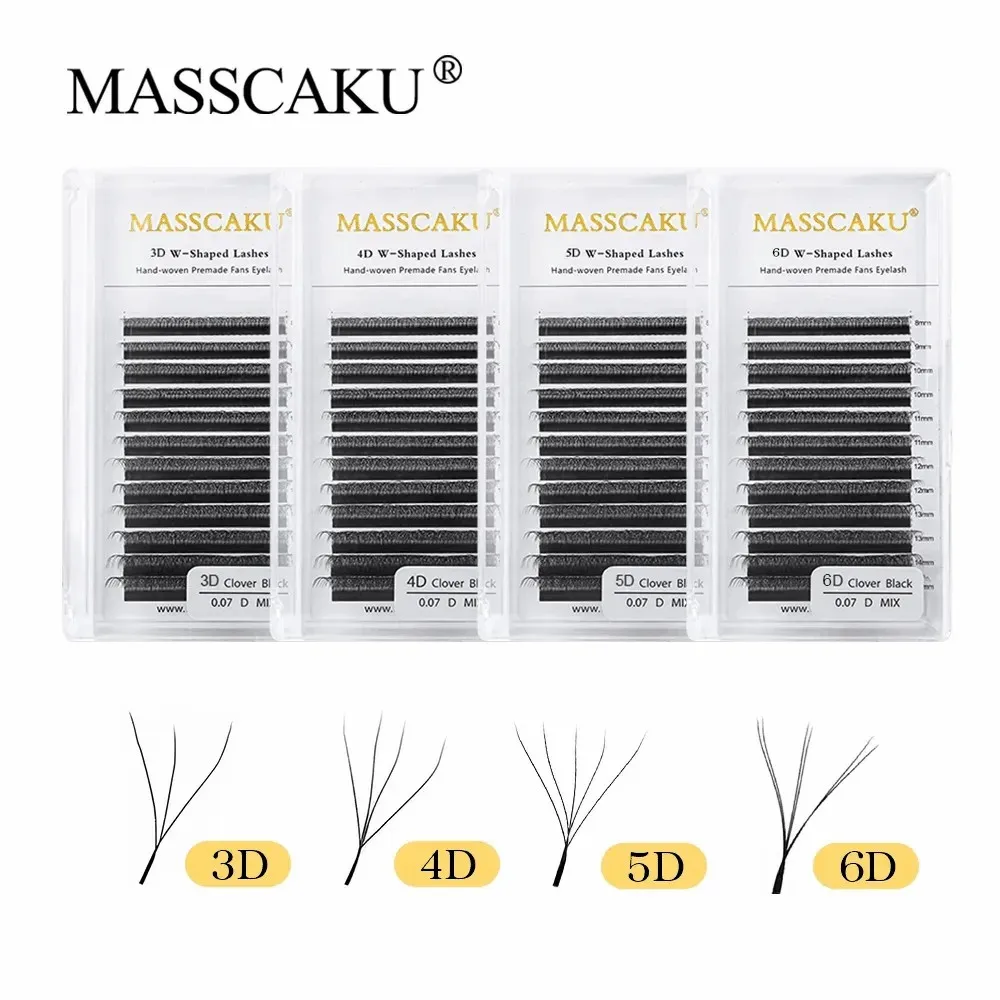 Top Trends: MASSCAKU 3D 4D 5D6D W Shape Eyelashes Clover Bloom Handmade Premade Natural Soft Light Lashes Items Fake Lash Shoppable Styles