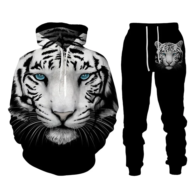 Top Trends: 2024 Pants Sets Hoodie Men's For Clothing Animal Tiger 3D Printed Y2k Casual Tracksuit Autumn Winter Fashion Streetwear Man Shoppable Styles