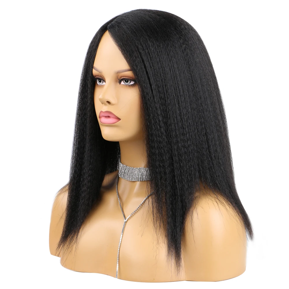 Top Trends: Synthetic Afro Kinky Straight Wigs Fluffy Short Yaki Hair Wig Black Natural Soft Hair Wigs For African Women Shoppable Styles