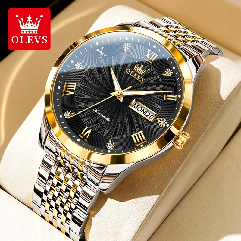 Top Trends: OLEVS Watch For Men 100% Original Automatic Mechanical Man Watches Steel Strap Waterproof Wristwatches Men&#039;s Luxury Brand Watch Shoppable Styles