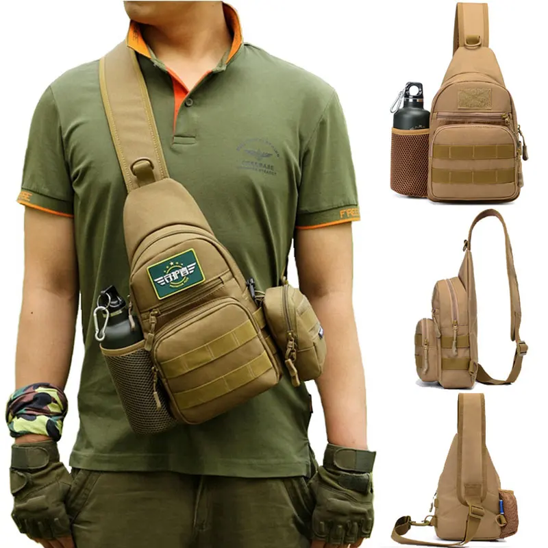 Top Trends: Military Tactical Sling Bag Men Outdoor Hiking Camping Shoulder Bag Army Hunting Fishing Bottle Pack Chest Sling Molle Backpack Shoppable Styles