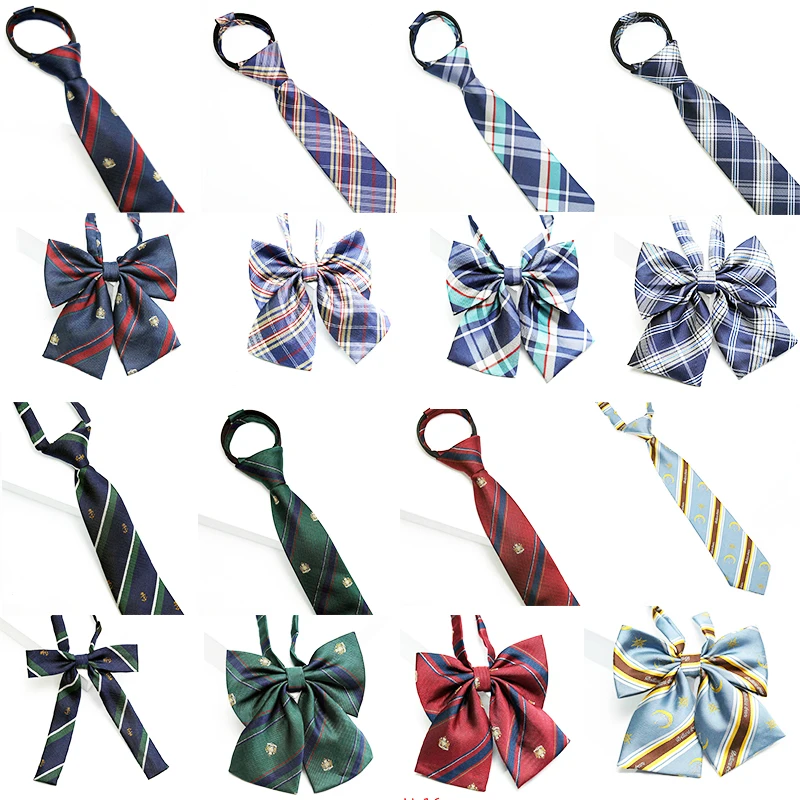 Top Trends: School Necktie Bowtie Set For Girl Boy Student Formal Uniform Tie Skinny Striped JK Cosplay Gravatas Party Daily Wear Accessory Shoppable Styles