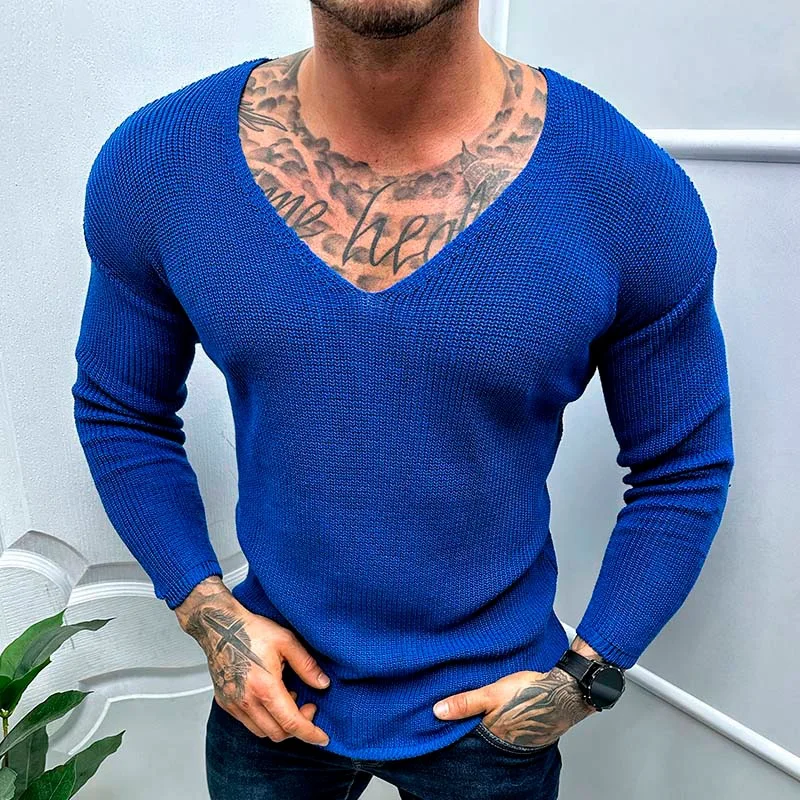 Top Trends: Mens Casual V-Neck Solid Sweater Spring Summer Fashion Knitted Pullover Tops For Men 2023 Harajuku Long Sleeve Jumper Streetwear Shoppable Styles