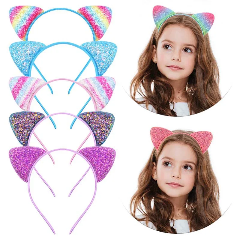 Top Trends: Fashion Children's Sequined Cat Headbands For Kids Girl Scale Sequin Hair Bands Children Hair Hoop Headwear Jewelry Accessories Shoppable Styles