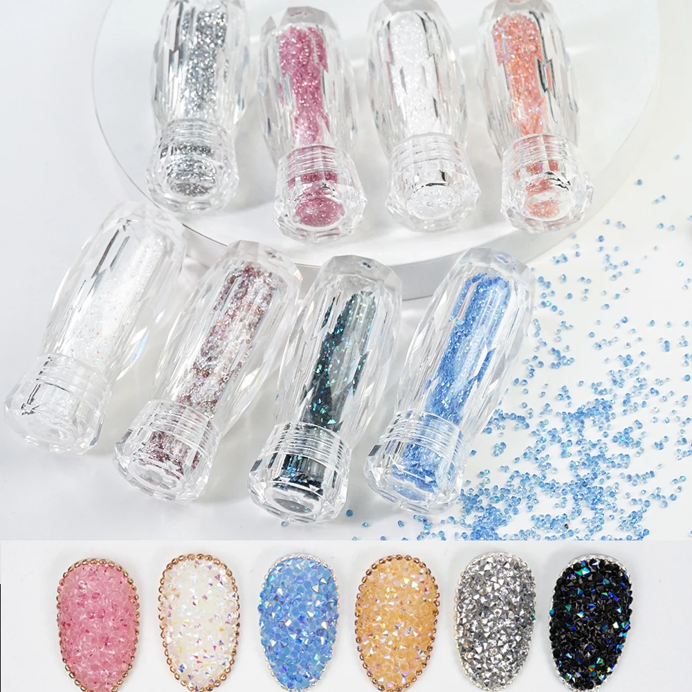 Top Trends: Nail Glass Beads Diamonds Pixie Crystals Rhinestones Glitter Press On Nails Shine Micro Stones Parts AB Color 1.2mm Manicure Shoppable Styles - Image 2