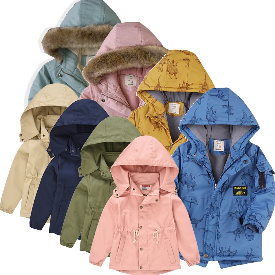 Top Trends: England Style Kids Hooded Outwear Baby Girl Boy Solid Zipper Windbreaker Children Fashion Hoodie Jackets Winter Warm Parkas Shoppable Styles