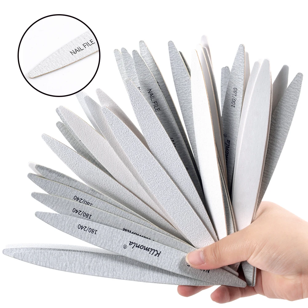 Top Trends: 10Pcs New Designs Washable Nail Files 240 Manicure Nails Tools All For Manicure White And Gray Oval Professional Material Nail Shoppable Styles - Image 3