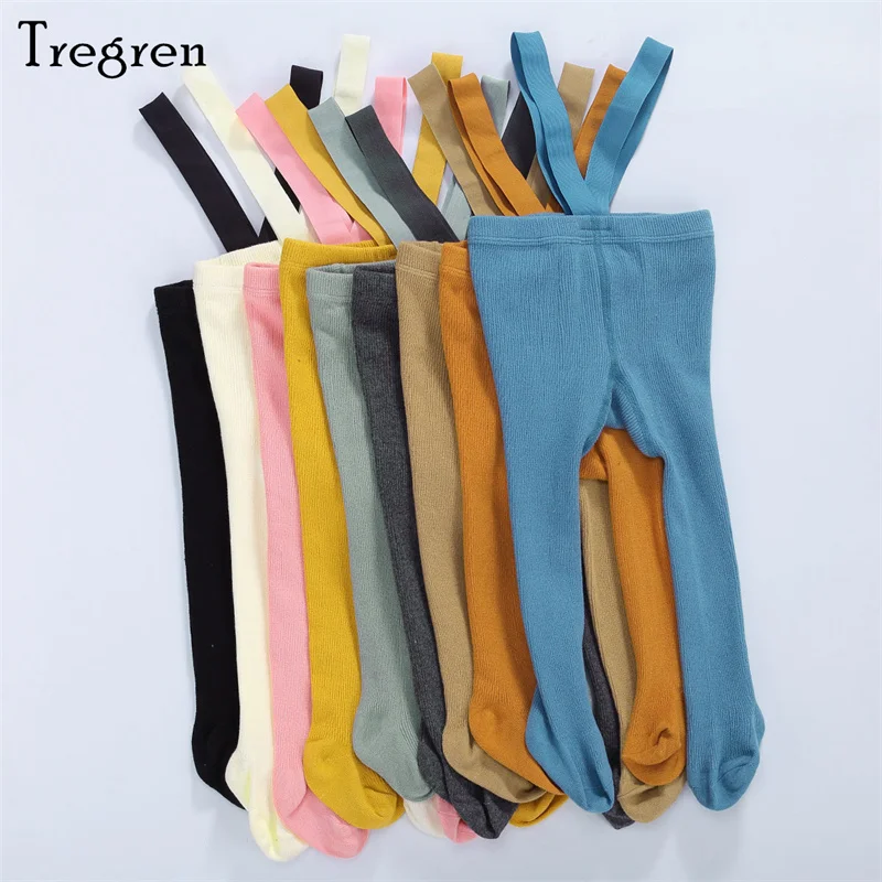 Top Trends: Tregren 0-3Years Newborn Baby Suspender Overall Pantyhose Solid Color High Waist Ribbed Knit Tights Infant Spring Fall Leggings Shoppable Styles