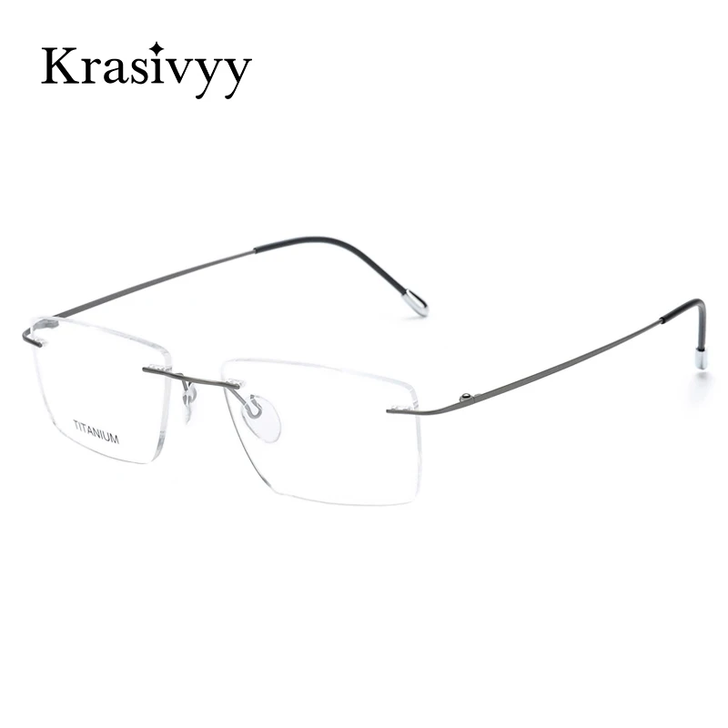 Top Trends: Krasivyy Titanium Glasses Frame Men 2024 New European Design Square Rimless Prescription Eyeglasses Eyewear Frame For Women Shoppable Styles