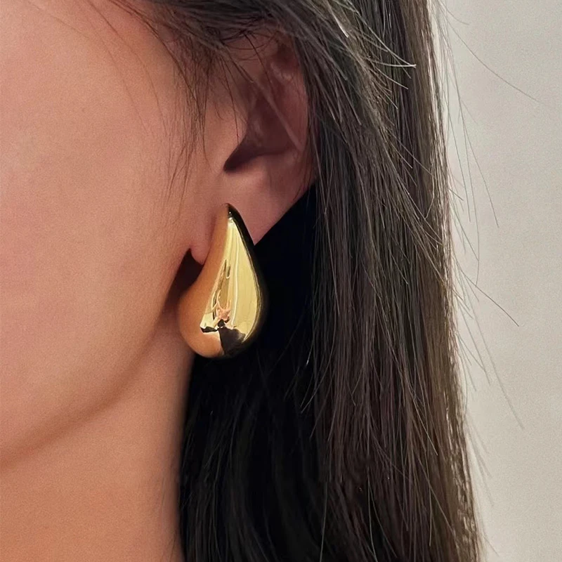 Top Trends: Gold Plated Tear Drop Earrings Dupes For Women Lightweight Smooth Metal Waterdrop Hoop Earrings Luxury Trendy Jewelry Party Gift Shoppable Styles