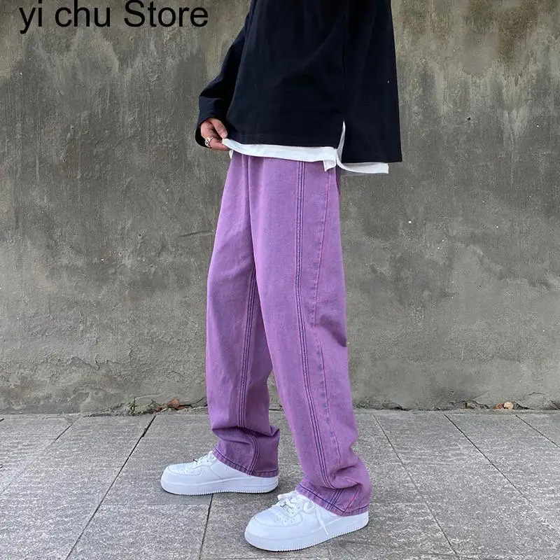 Top Trends: New Men's Jeans Casual Denim Pants Hip Hop Neutral Jeans Streetwear Loose Straight Jean Pants Girl Trousers Sweethearts Outfit Shoppable Styles