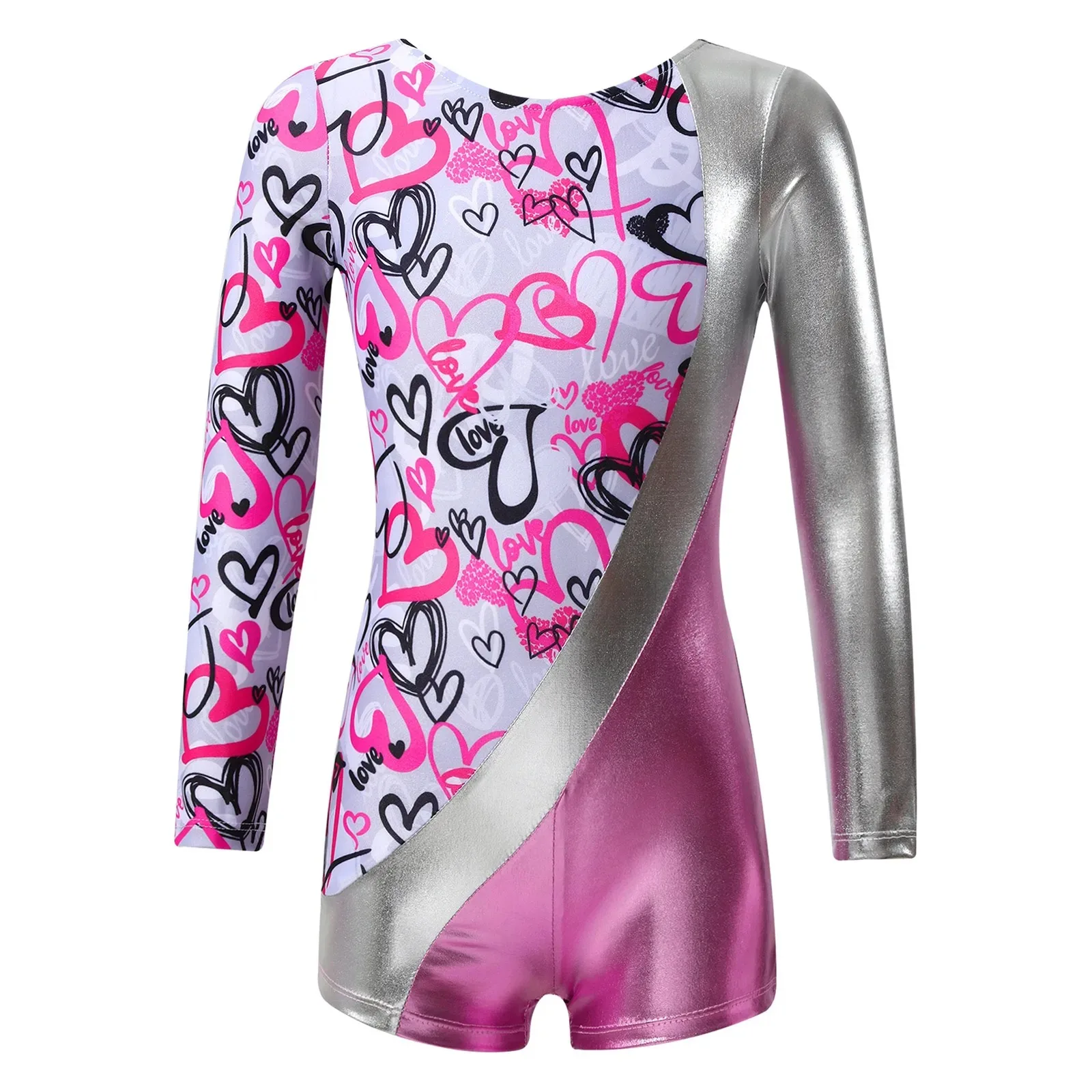 Top Trends: Hot Kids Girls Patchwork Print Gymnastic Leotard Round Neck Long Sleeve Boyleg Dance Jumpsuit For Stage Performance Yoga Fitness Shoppable Styles