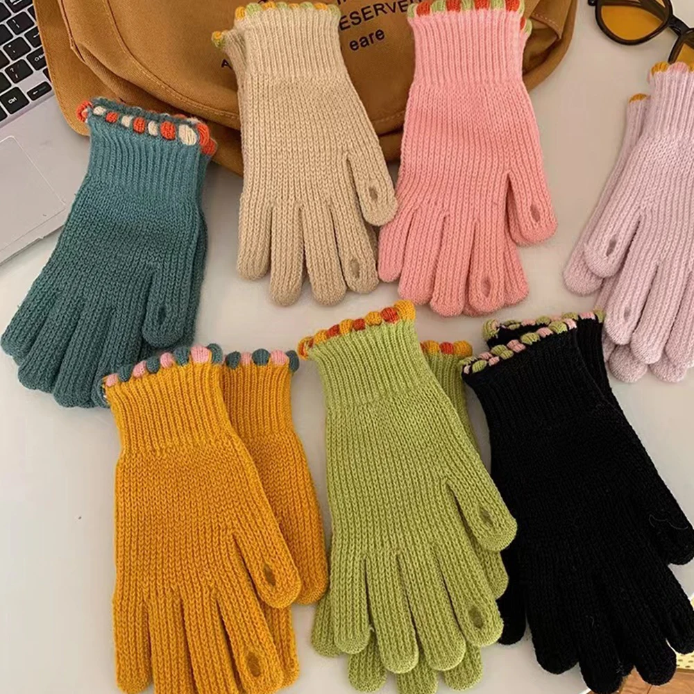 Top Trends: Wool Knitted Touchscreen Full Fingers Gloves Winter Warm Flexible Gloves For Men Women Unisex Exposed Finger Mittens Glove Shoppable Styles