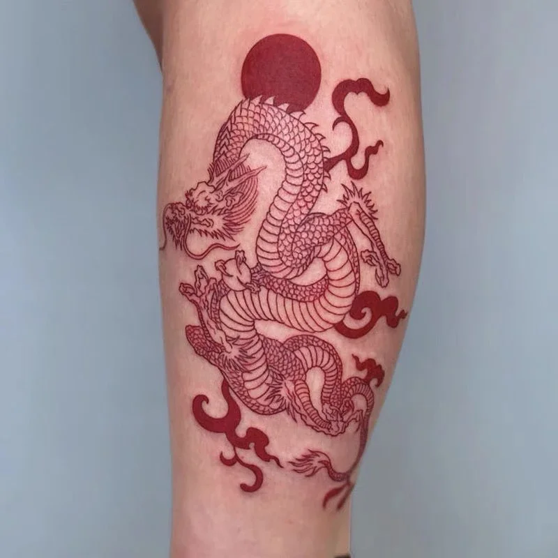 Top Trends: Waterproof Temporary Tattoo Sticker Red Dragon Pattern Men's And Women's Arm Body Art Fake Tattoo Shoppable Styles