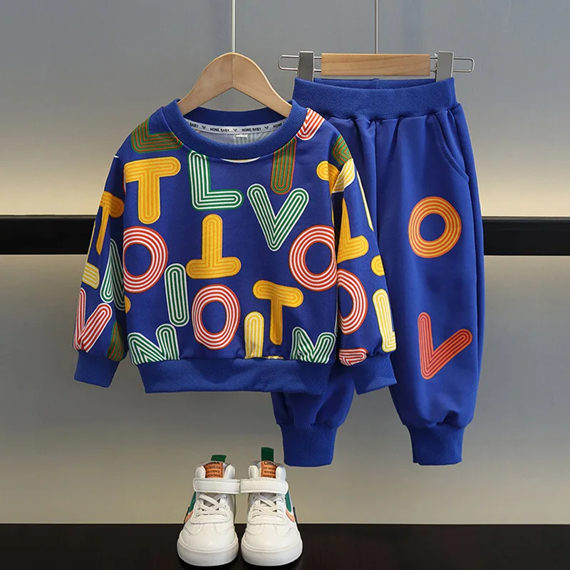 Top Trends: Autumn Children's Clothes Boy Cotton Pullover Sweatshirt And Pants Set Baby Girl Letter Print Sweatshirt Sweatpant Tracksuit Shoppable Styles - Image 3