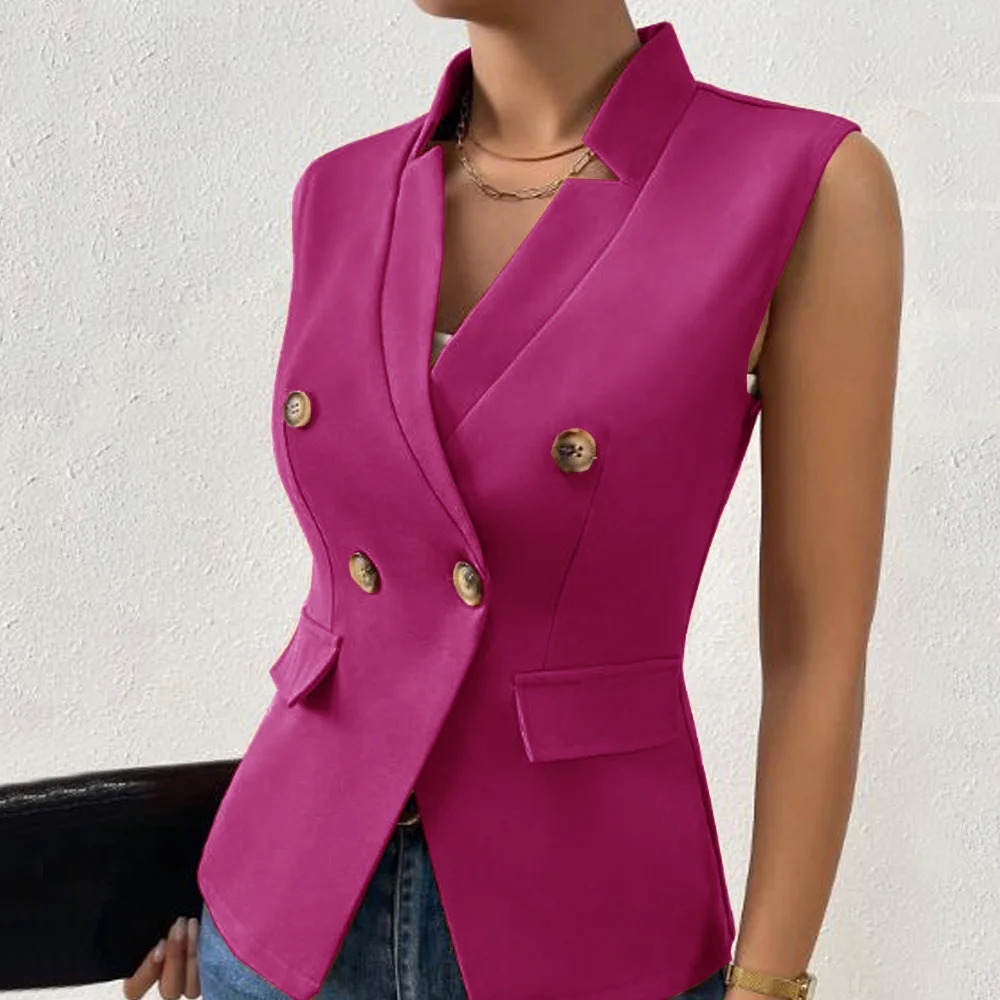 Top Trends: Double Breasted Women&#039;s Tailored Vest Fashion Matching Items Jackets Gun-barred V-neck Vests For Women Vintage New In Coats Best Shoppable Styles