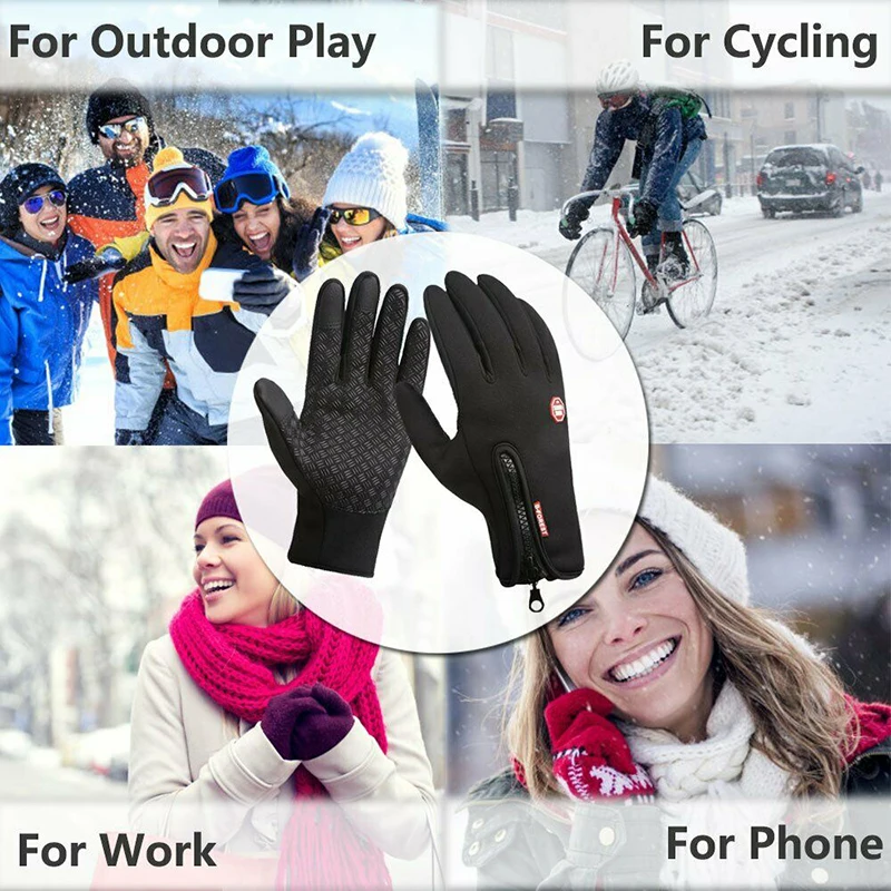 Top Trends: Winter Thermal Gloves Touchscreen Windproof Cycling Cold Glove For Men Women Warm Non-Slip Outdoor Driving Zipper Sport Gloves Shoppable Styles - Image 6