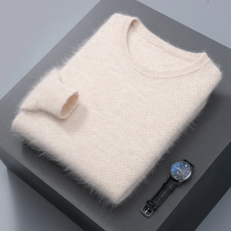 Top Trends: Men's Sweater 100% Pure Mink Cashmere Round Neck Pullover Knitted Winter New Tops Long Sleeve High Warm Pullover Business Casual Shoppable Styles