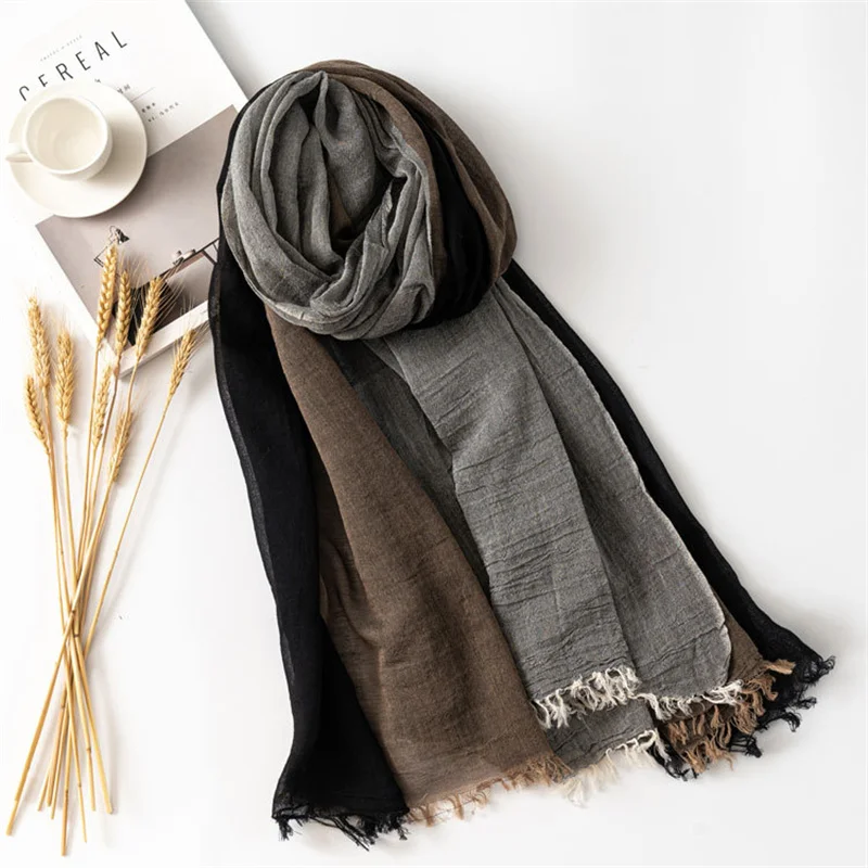 Top Trends: Patchwork Cotton Linen Men Scarf Autumn Winter Striped Tassel Scarf Men's Shawl Wrap Fashion Casual Male Bufandas Accessories Shoppable Styles