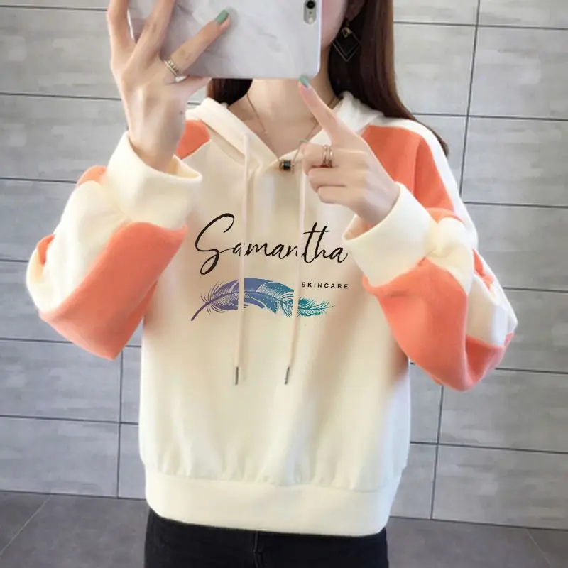 Top Trends: Fashion Printing Spliced Lace Up Hooded Sweatshirts Female Clothing 2023 Autumn Winter Loose Korean Tops Casual Sweatshirts Shoppable Styles