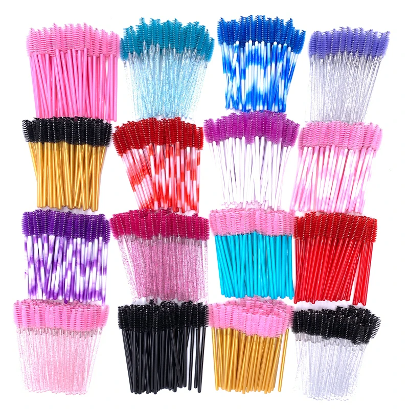 Top Trends: 50 Pcs Shiny Crystal Eyelash Applicator Disposable Diamond Handle Nylon Two Colors Mascara Wands Spoolies Pink Brushes Shoppable Styles - Image 5