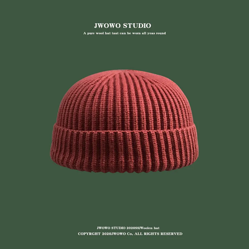 Top Trends: Autumn Winter Short Warm Melon Hat Men Knitted Round Top Brimless Cold Hat Women Street Hip-hop Wool Beanie Shoppable Styles