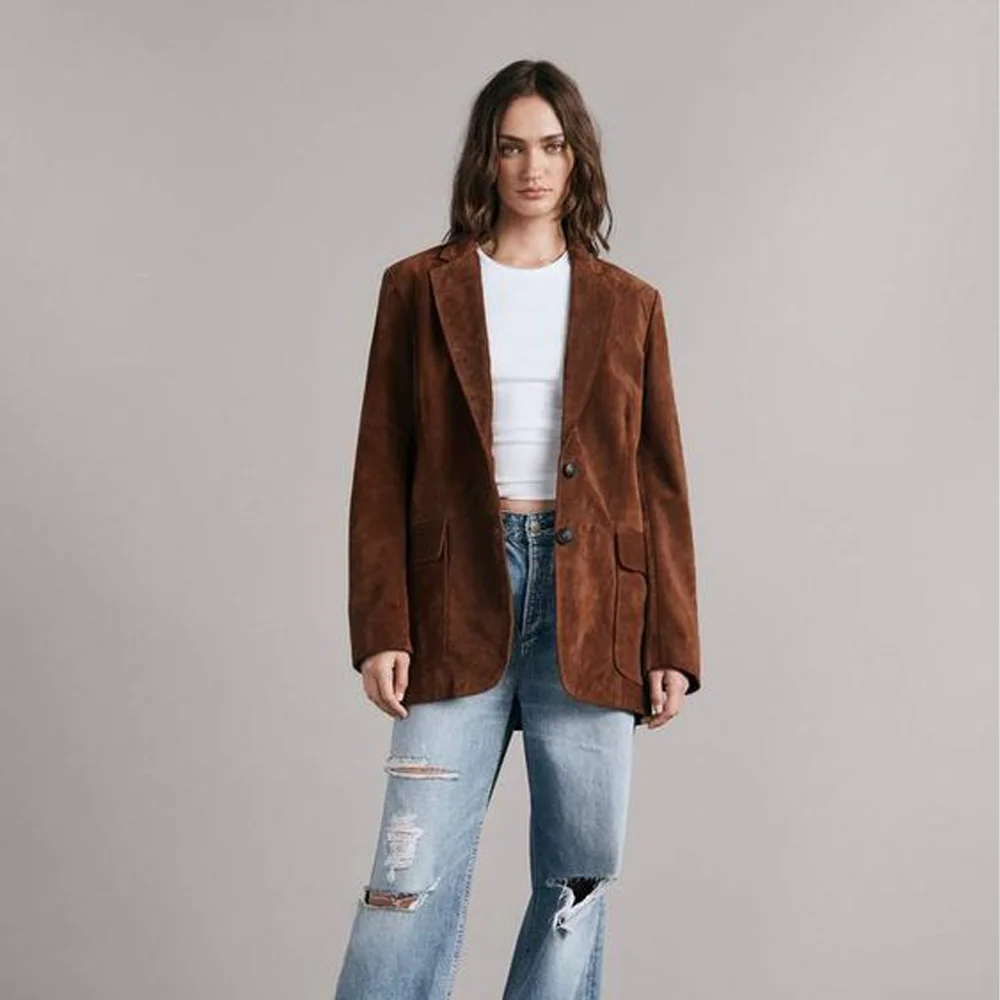 Top Trends: Women&#039;s Blazers For Womens Women&#039;s Blazer Suede Single Breasted Korean Autumn Clothes 2023 Woman Clothing Outerwears Coat Female Shoppable Styles