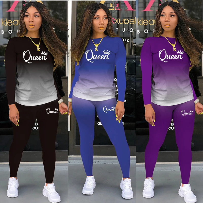 Top Trends: Two Piece Set Women Tracksuits Sets Queen Printed Hoodie Pants Sweatshirt Set Sports Suit For Women Clothing Shoppable Styles