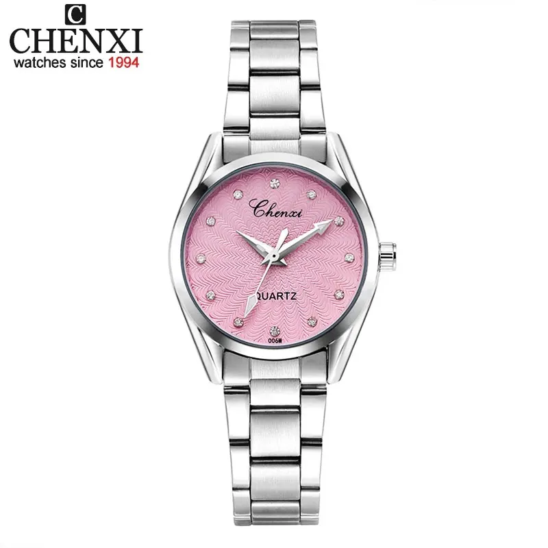 Top Trends: CHENXI Ladies Quartz Wristwatch Round Pink Rhinestone Dial Brand Female Waterproof Stainless Steel Watch Women Dress Watches Shoppable Styles