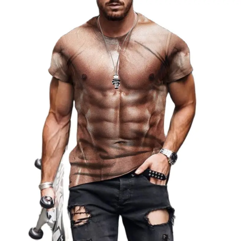 Top Trends: 2022 Muscle Body 3d Printed Men's T-shirt Fashion Street T-shirt Muscle Summer Handsome Men Short Sleeve Fashion Body T Shirt Shoppable Styles